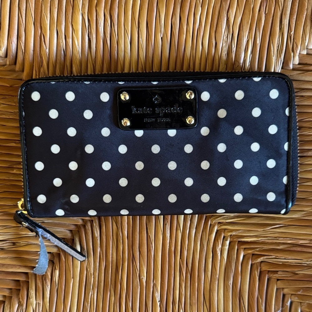 Kate Spade Black and White Polka Dot Zip Wallet